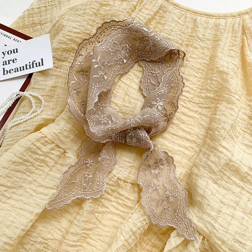 Fashion Soft Lace Scarf Elegant Floral Hair Ribbon Fairy Sweet Hair Accessories for Women