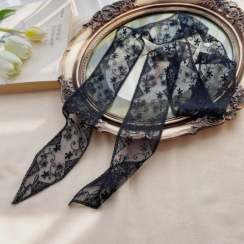 Fashion Soft Lace Scarf Elegant Floral Hair Ribbon Fairy Sweet Hair Accessories for Women