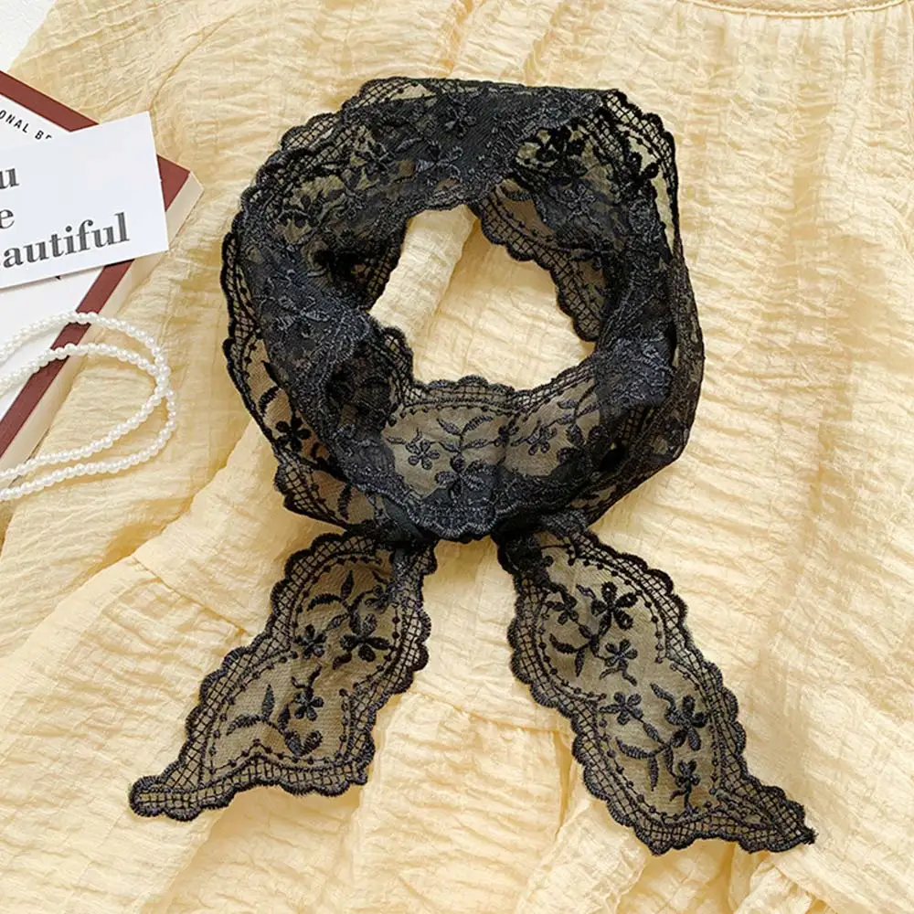 Fashion Soft Lace Scarf Elegant Floral Hair Ribbon Fairy Sweet Hair Accessories for Women