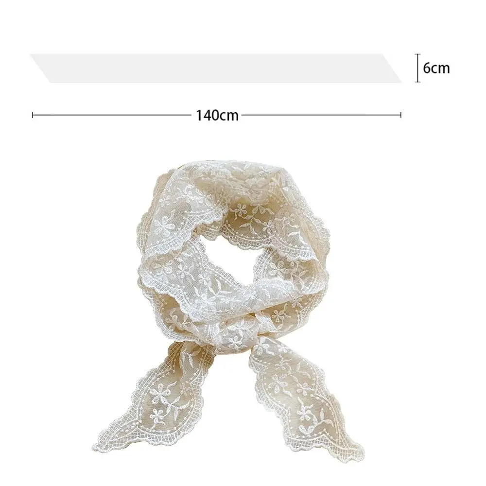 Fashion Soft Lace Scarf Elegant Floral Hair Ribbon Fairy Sweet Hair Accessories for Women