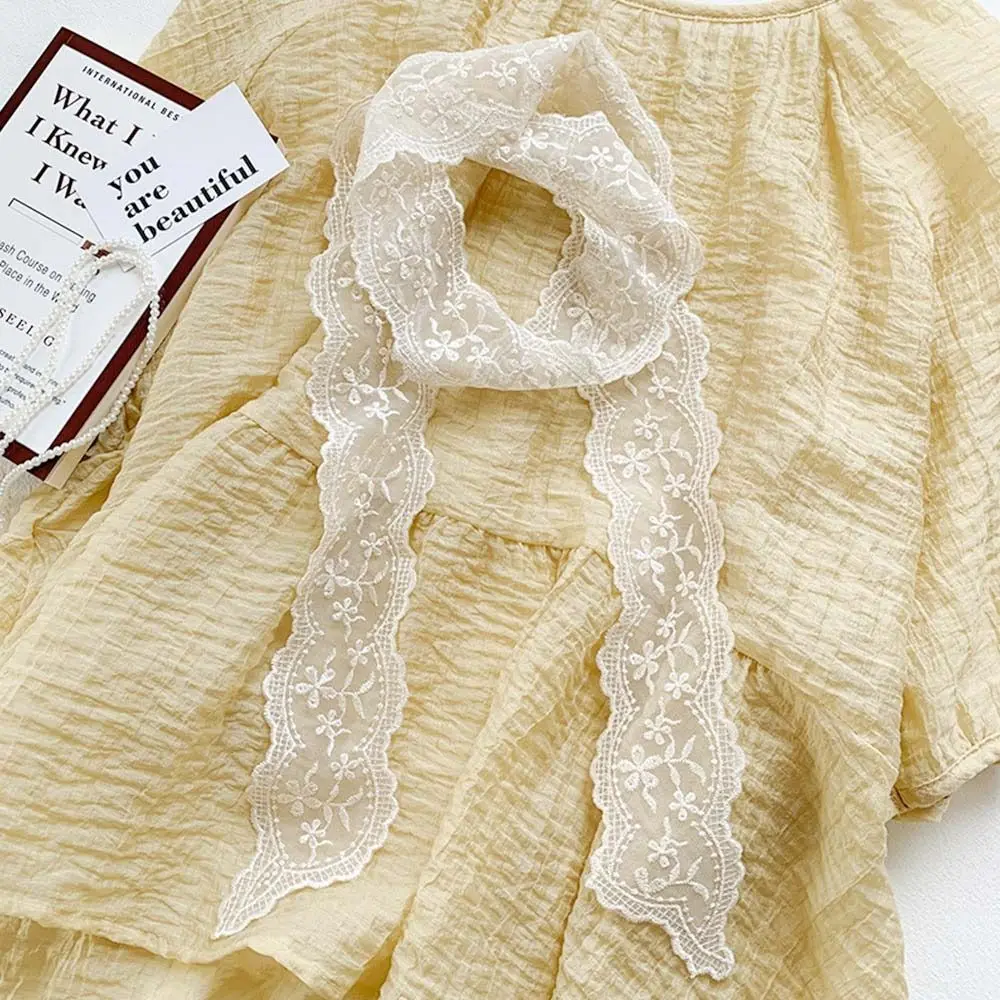 Fashion Soft Lace Scarf Elegant Floral Hair Ribbon Fairy Sweet Hair Accessories for Women