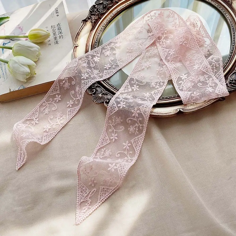Fashion Soft Lace Scarf Elegant Floral Hair Ribbon Fairy Sweet Hair Accessories for Women