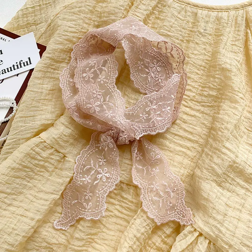 Fashion Soft Lace Scarf Elegant Floral Hair Ribbon Fairy Sweet Hair Accessories for Women