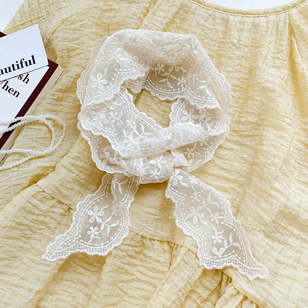 Fashion Soft Lace Scarf Elegant Floral Hair Ribbon Fairy Sweet Hair Accessories for Women