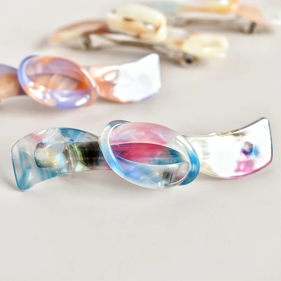 1PC Women's Multicolor Acetate Bow One-Line Spring Clip Thin Hair Half Hair Using Women's Accessory Vacation Style Hair Clip