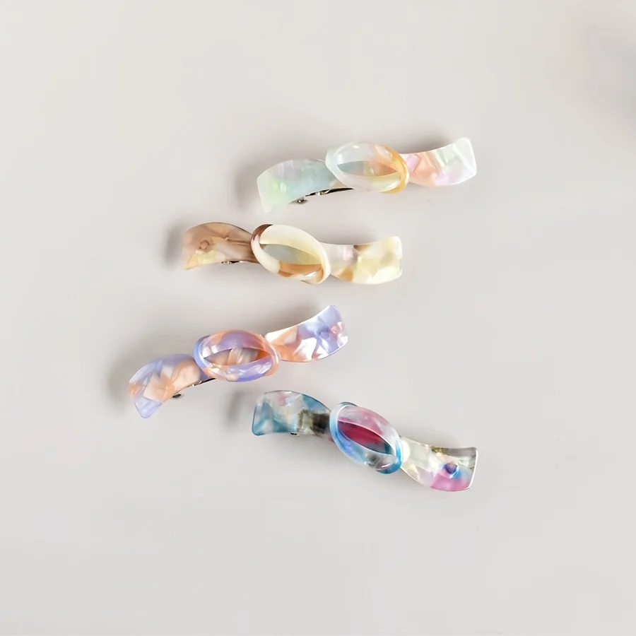 1PC Women's Multicolor Acetate Bow One-Line Spring Clip Thin Hair Half Hair Using Women's Accessory Vacation Style Hair Clip