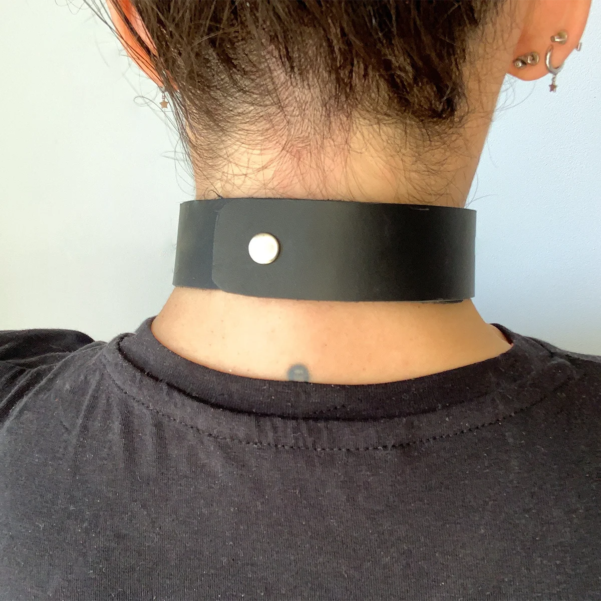 Women Punk Gothic Simple Black PU Leather Wide Choker Collar Necklace, Adjustable Accessory for Daily Wear Halloween