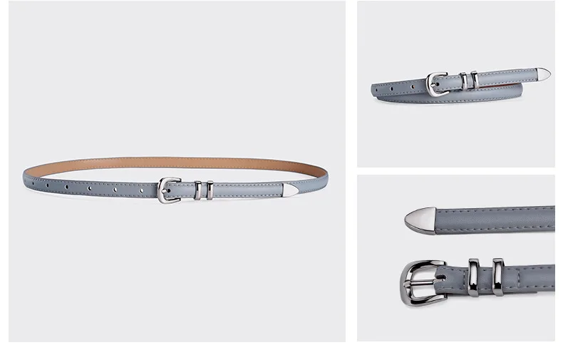 Silver Pin Buckle Thin Belt For Women Fashion Trend Versatile Jeans Accessories Girdle Gothic Retro Simple Pu Leather Waistband