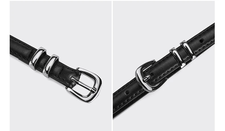 Silver Pin Buckle Thin Belt For Women Fashion Trend Versatile Jeans Accessories Girdle Gothic Retro Simple Pu Leather Waistband