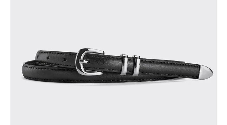Silver Pin Buckle Thin Belt For Women Fashion Trend Versatile Jeans Accessories Girdle Gothic Retro Simple Pu Leather Waistband