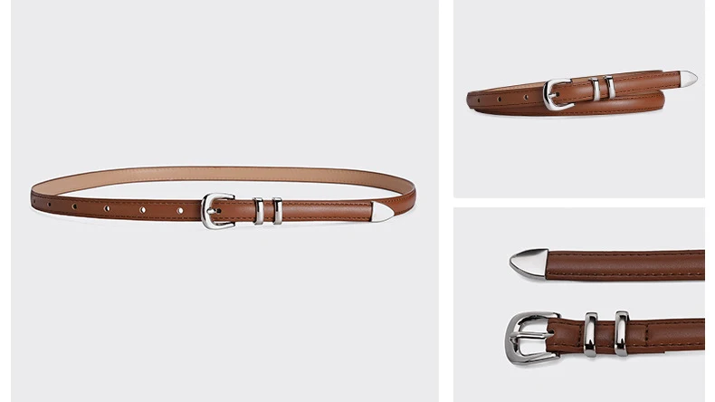 Silver Pin Buckle Thin Belt For Women Fashion Trend Versatile Jeans Accessories Girdle Gothic Retro Simple Pu Leather Waistband