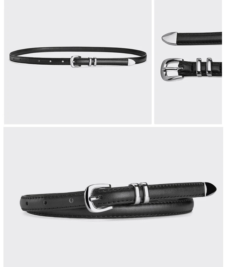 Silver Pin Buckle Thin Belt For Women Fashion Trend Versatile Jeans Accessories Girdle Gothic Retro Simple Pu Leather Waistband
