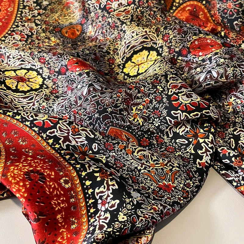 Silk Scarf Women Shawls Female Fashion Flowers For Traveling Sun Protect Sunscreen Beach Scarves Air Conditioning Wraps Luxury