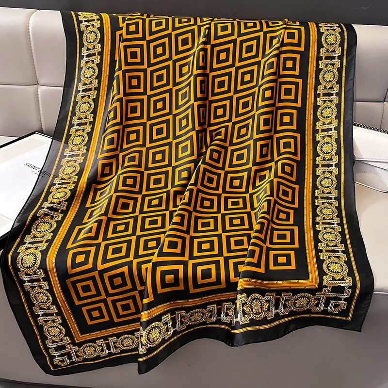 Silk Scarf Women Shawls Female Fashion Flowers For Traveling Sun Protect Sunscreen Beach Scarves Air Conditioning Wraps Luxury