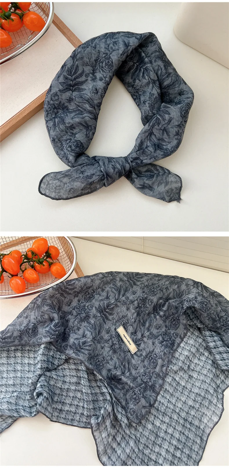 60cm Flower Print Cotton Bandanas Square Scarf Women Girls Headband Accessories Hairscarf Hairscarf