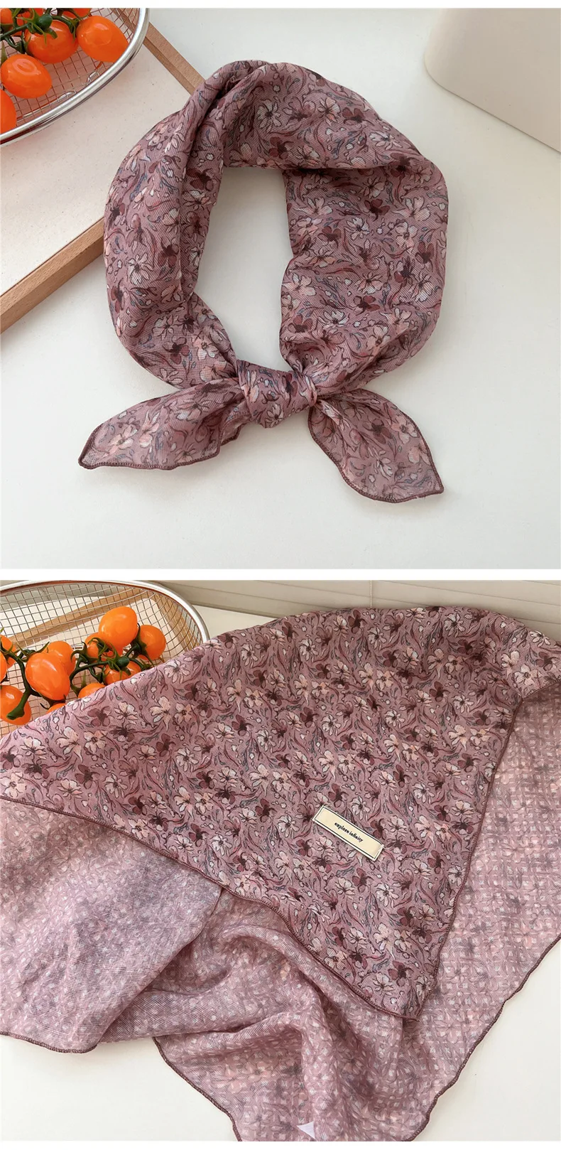 60cm Flower Print Cotton Bandanas Square Scarf Women Girls Headband Accessories Hairscarf Hairscarf