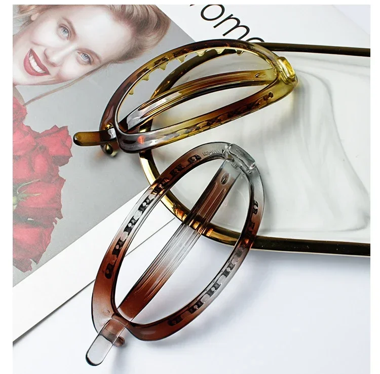 New Elegant French Oval Ponytail Fix Artifact Vintage Hairpin Women Back Head Frosted Hairpinheadwear Girls Hair Accessories