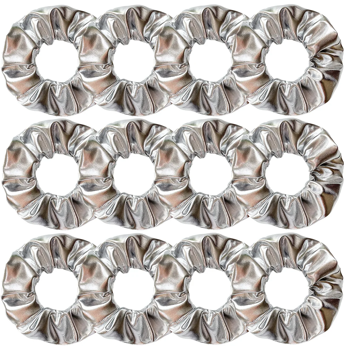 Wholesale 12pcs Metallic Color Scrunchies For Women Gold Silver Black Color Laser Effective Scrunches Set Girls Hair Rope Pack
