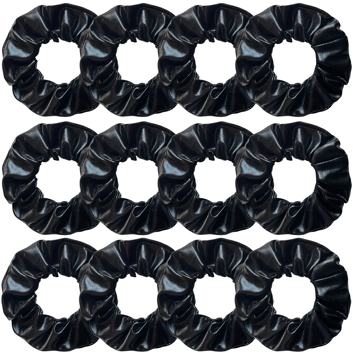 Wholesale 12pcs Metallic Color Scrunchies For Women Gold Silver Black Color Laser Effective Scrunches Set Girls Hair Rope Pack