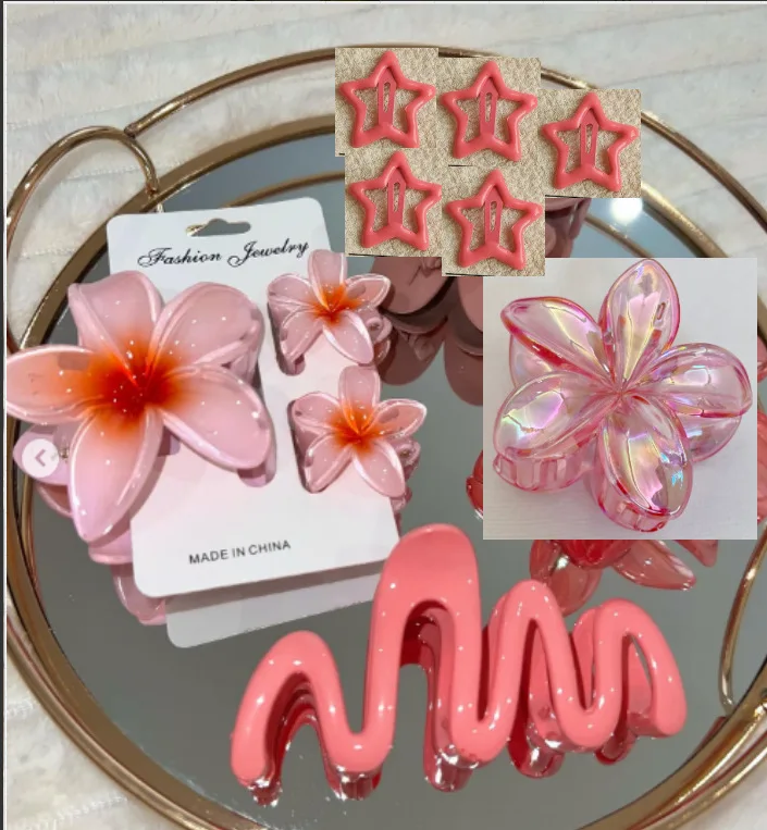 10pcs/set Sweet Gradient Flower Wave Star Hair Clips Claw Clamp Hairpin Women Beach Barrette Hairpin Summer Hair Accessories