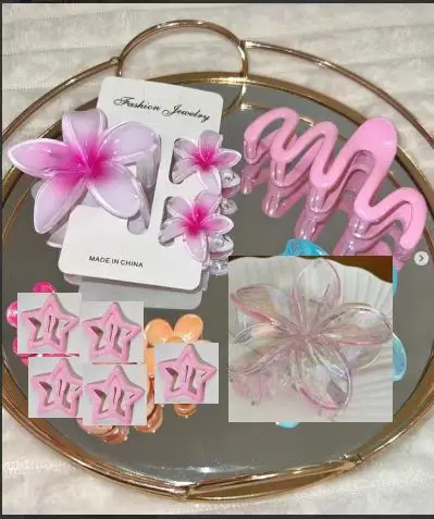 10pcs/set Sweet Gradient Flower Wave Star Hair Clips Claw Clamp Hairpin Women Beach Barrette Hairpin Summer Hair Accessories