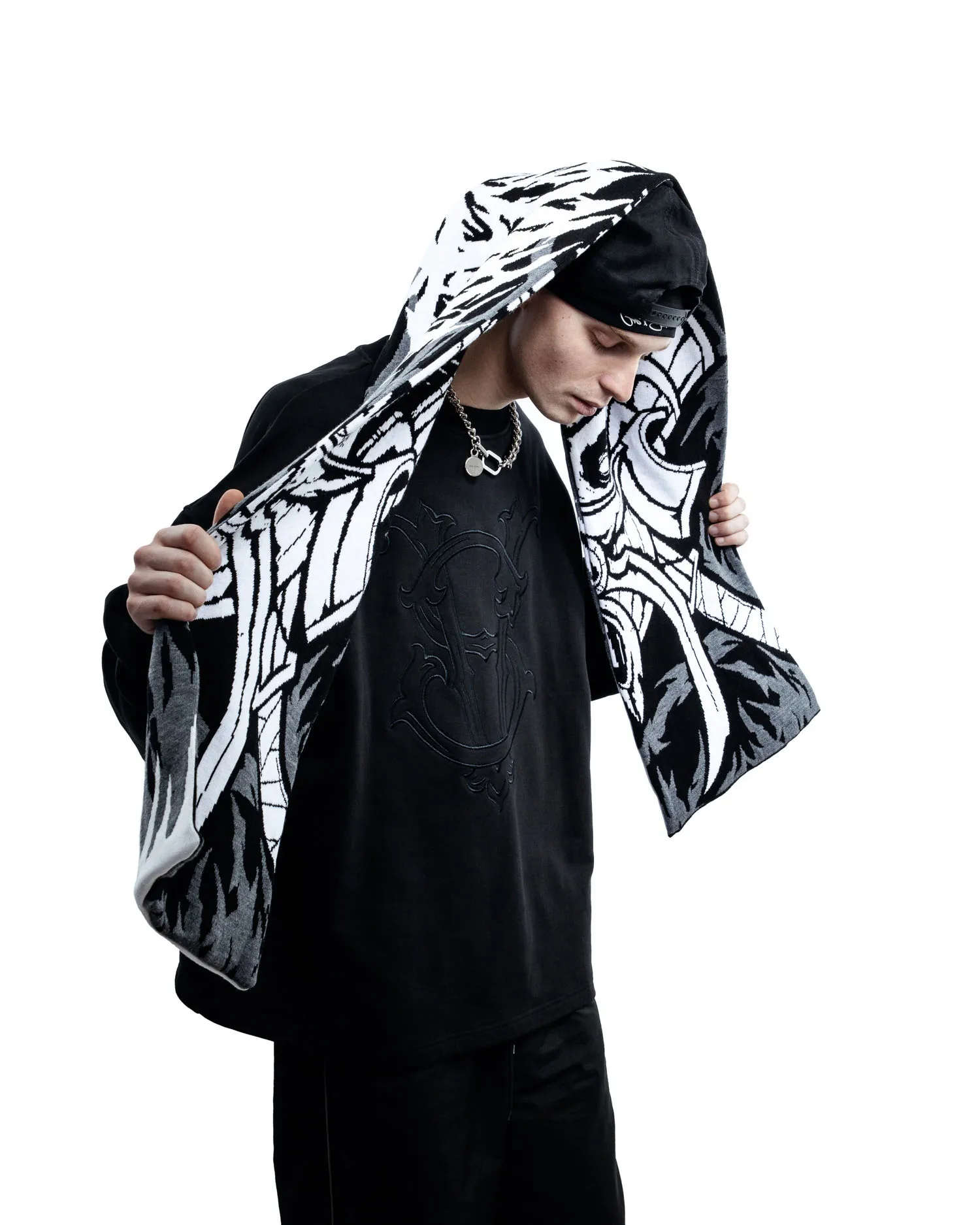 Men's Scarf Winter Anime Knit Graphic Y2k Streetwear Gothic Shawl Scarves Korean Fashion Hip Hop Vintage Warm Unisex Accessories