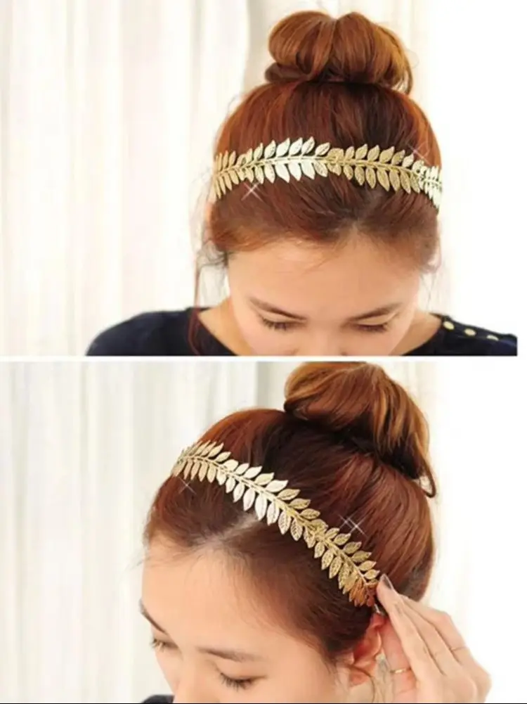 1PC Women's Vintage Baroque European & American Style Bridal Old Leaf Branch Hair Band Crown Fashionable Headband