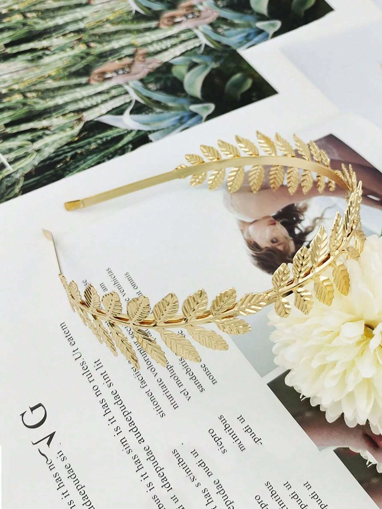 1PC Women's Vintage Baroque European & American Style Bridal Old Leaf Branch Hair Band Crown Fashionable Headband