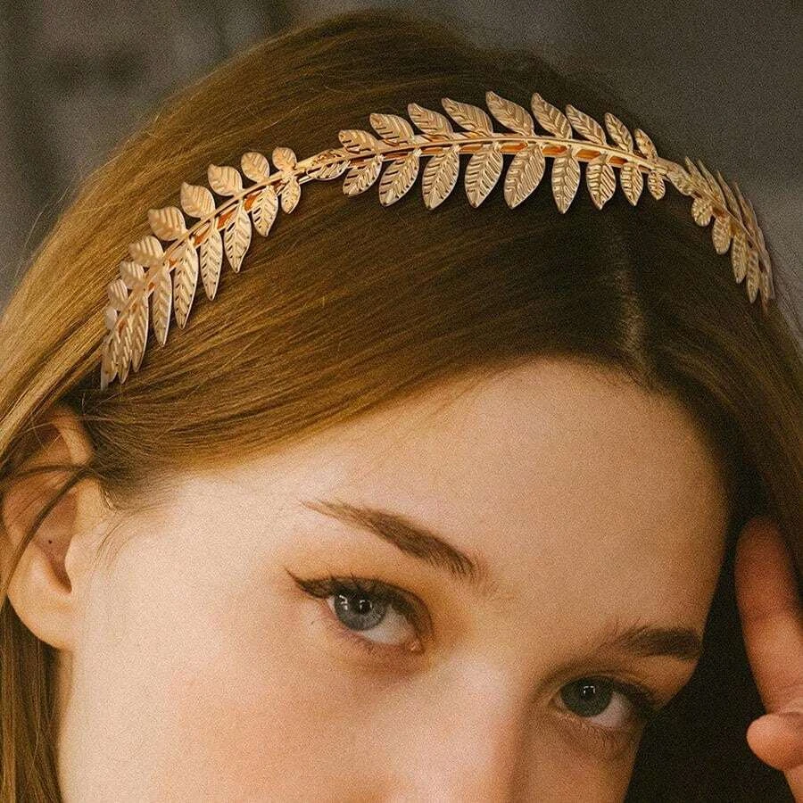 1PC Women's Vintage Baroque European & American Style Bridal Old Leaf Branch Hair Band Crown Fashionable Headband