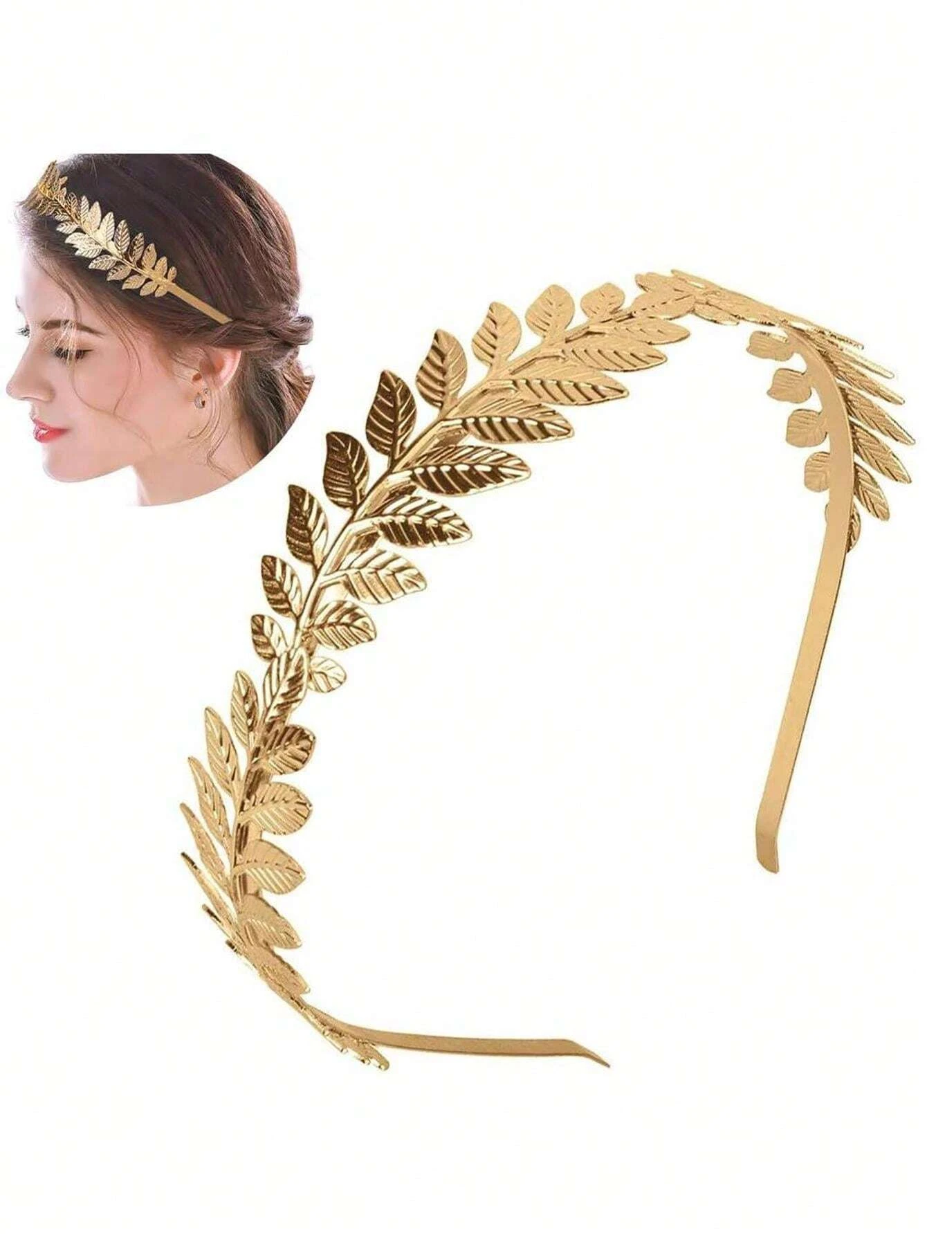 1PC Women's Vintage Baroque European & American Style Bridal Old Leaf Branch Hair Band Crown Fashionable Headband
