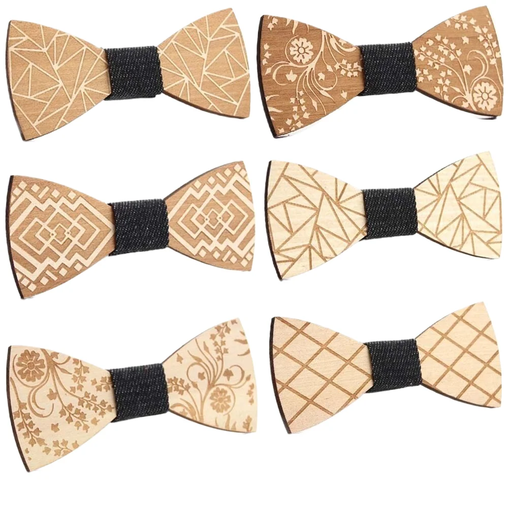 Vintage Wooden Bow Tie For Men Hollow Out Carved Retro Wooden Neck Ties Adjustable Strap Wood Elegant Bowtie Gravata Corbatas