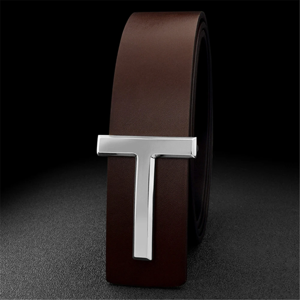 High Quality Business Men Belt Luxury Brand Designer famous Leather Belts for men Jeans Strap Male Metal Buckle work belt