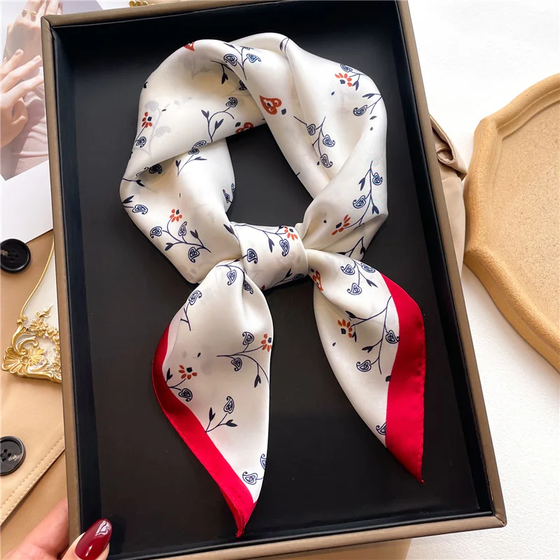 70x70cm Square Scarf Women Imitation Silk Hairbands Foulard Women Bandands Kercheif Shawls Wraps Small Hijab