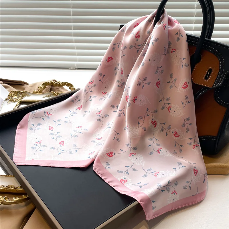 70x70cm Square Scarf Women Imitation Silk Hairbands Foulard Women Bandands Kercheif Shawls Wraps Small Hijab