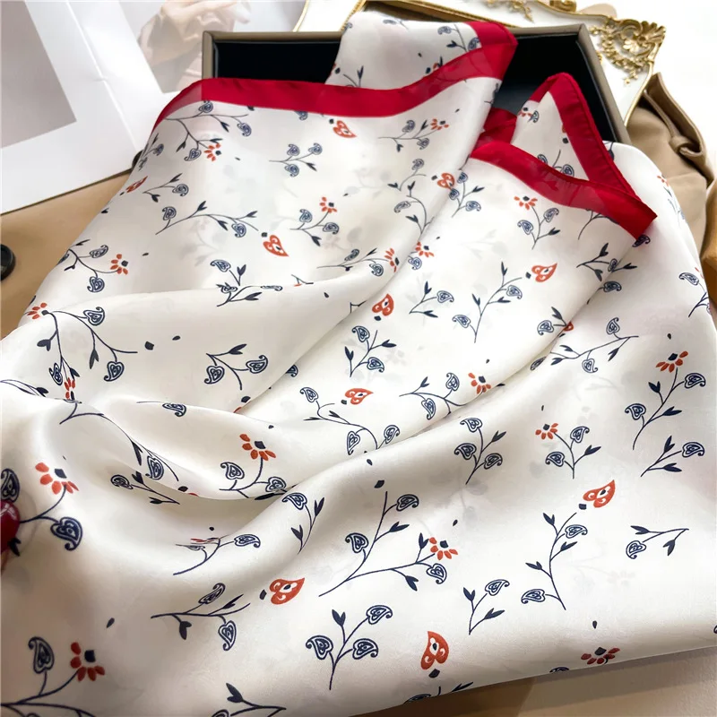 70x70cm Square Scarf Women Imitation Silk Hairbands Foulard Women Bandands Kercheif Shawls Wraps Small Hijab