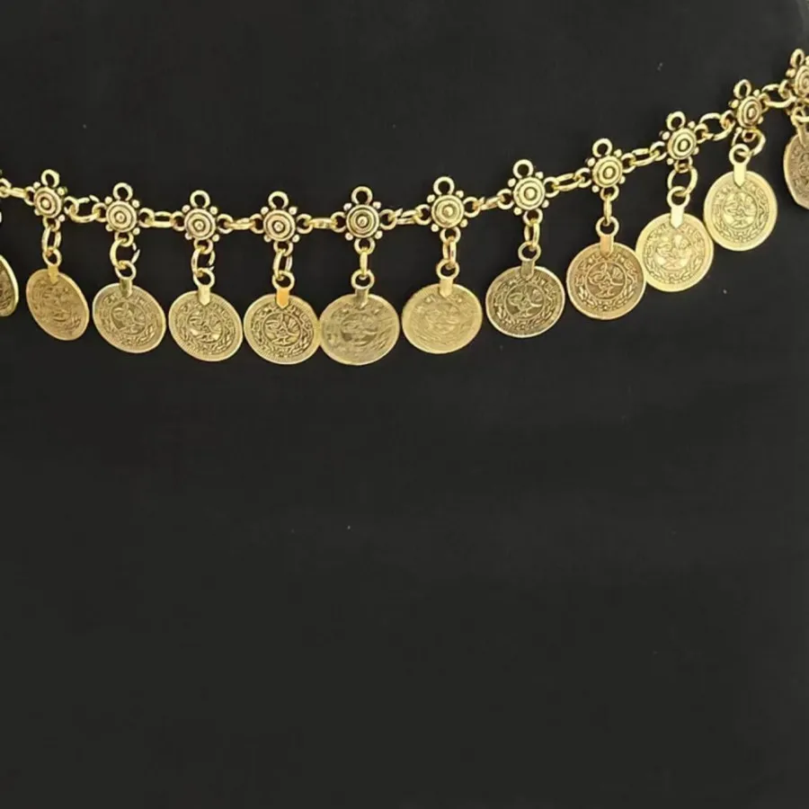Women's Metal Belly Chain with Shaking Coins. Bohemian-Style Waist Belt. A Light Luxury and Retro Waist Chain with an European A