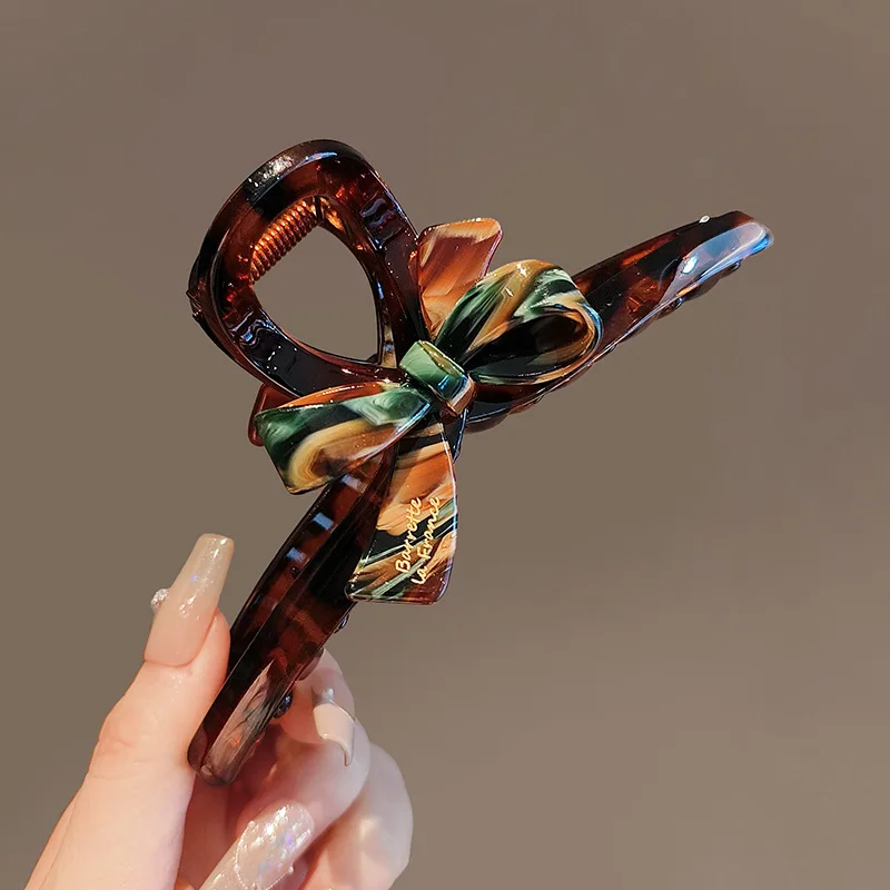 1/2pcs Enamel Oil Painting Bow Shark Clip Temperament High-End Back of the Head Disc Hair Hair Clip Acrylic Clip Clip