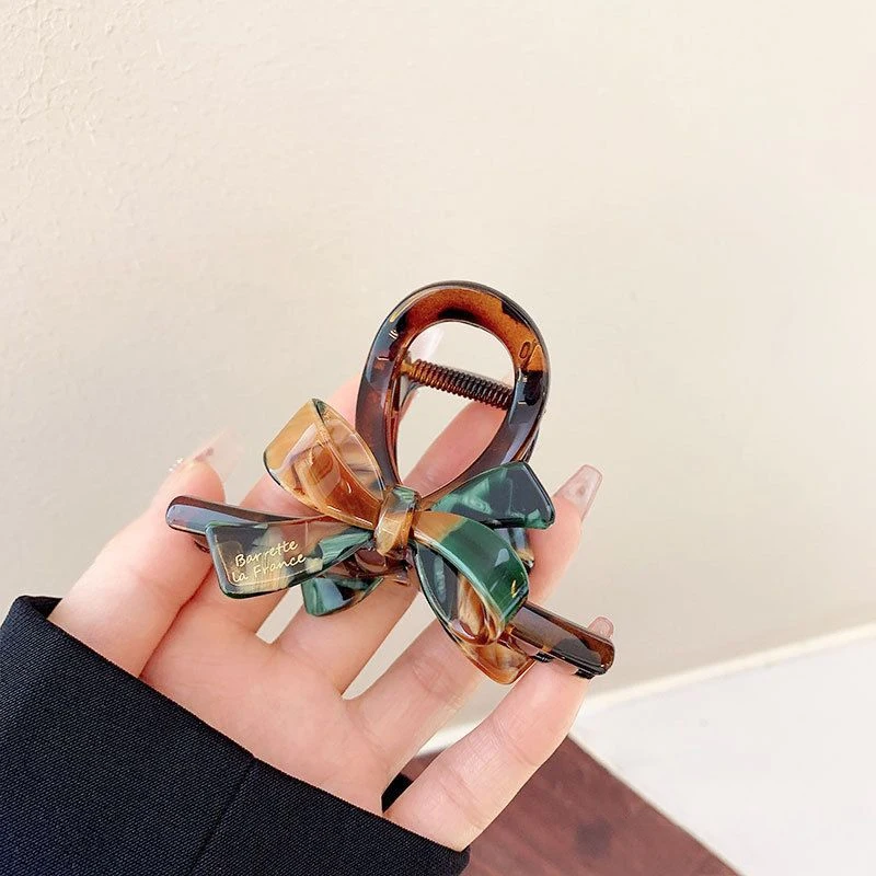 1/2pcs Enamel Oil Painting Bow Shark Clip Temperament High-End Back of the Head Disc Hair Hair Clip Acrylic Clip Clip