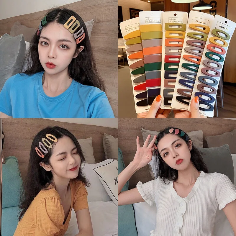 10/60/100pcs Frosted Candy Color Hair Clip For Women Korean Style Side Clip Fashion Hairpin Girl Hair Accessories