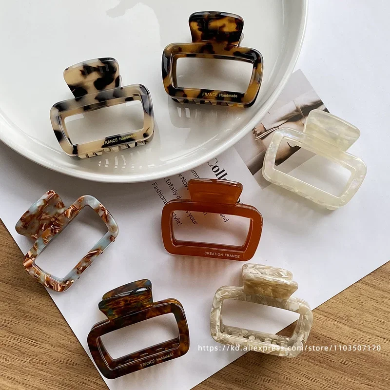 Korean FRANCE Retro Square Medium Pan Hair Clip Back Head Spoon Horsetail Hair Clip French Simple Shark Clip