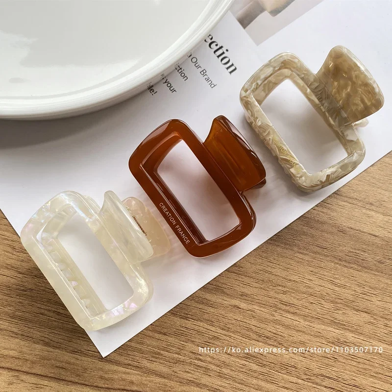 Korean FRANCE Retro Square Medium Pan Hair Clip Back Head Spoon Horsetail Hair Clip French Simple Shark Clip