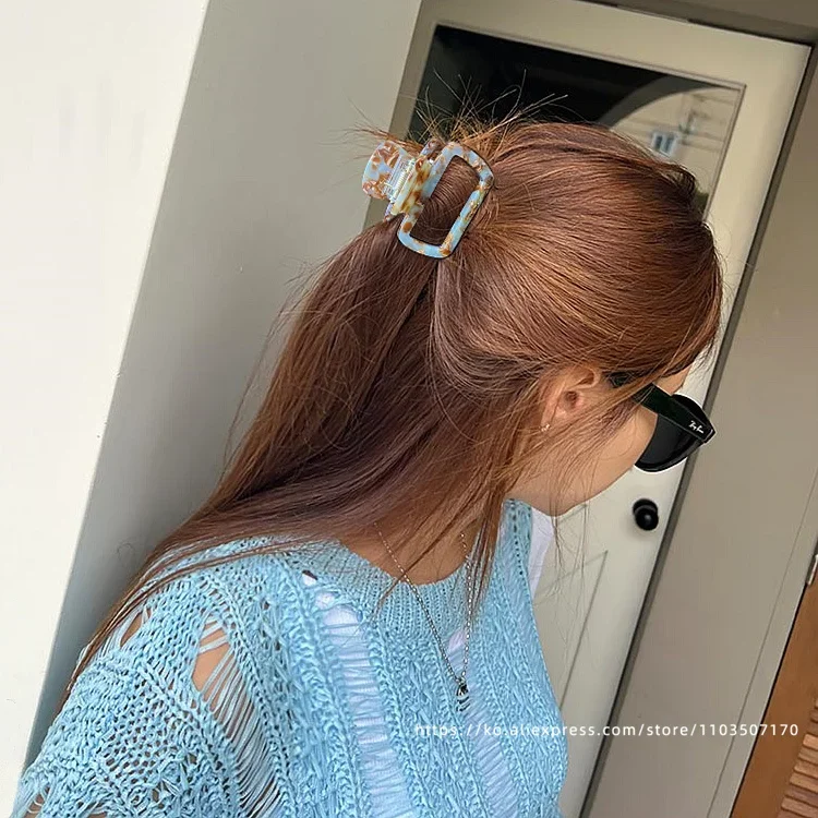 Korean FRANCE Retro Square Medium Pan Hair Clip Back Head Spoon Horsetail Hair Clip French Simple Shark Clip