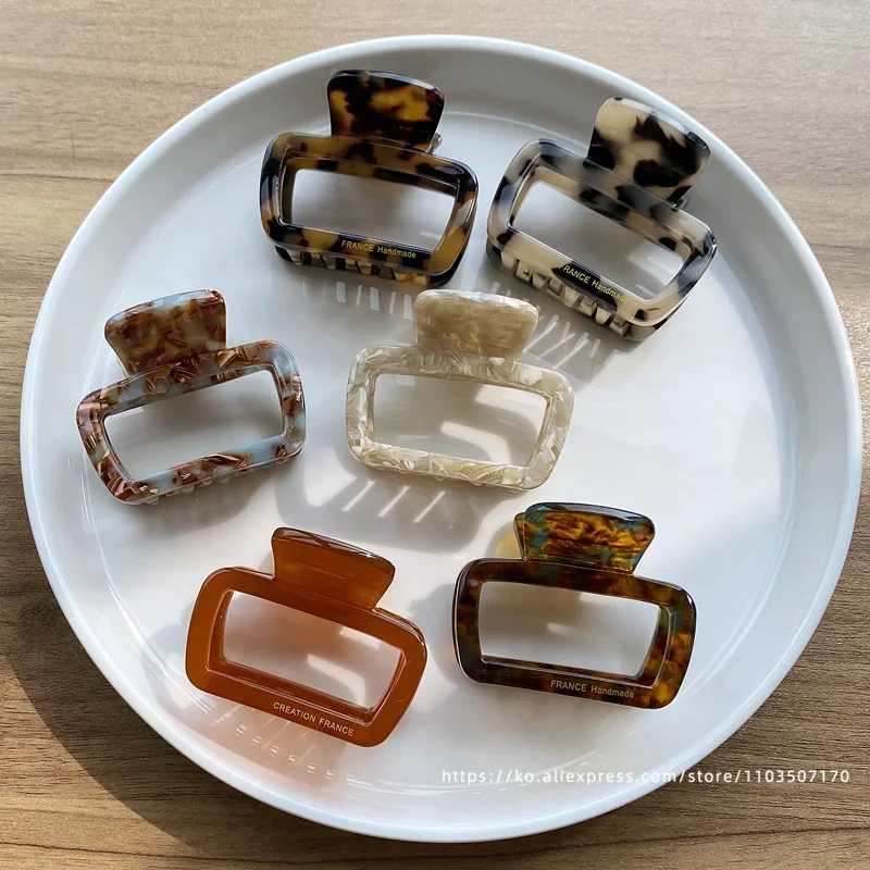 Korean FRANCE Retro Square Medium Pan Hair Clip Back Head Spoon Horsetail Hair Clip French Simple Shark Clip
