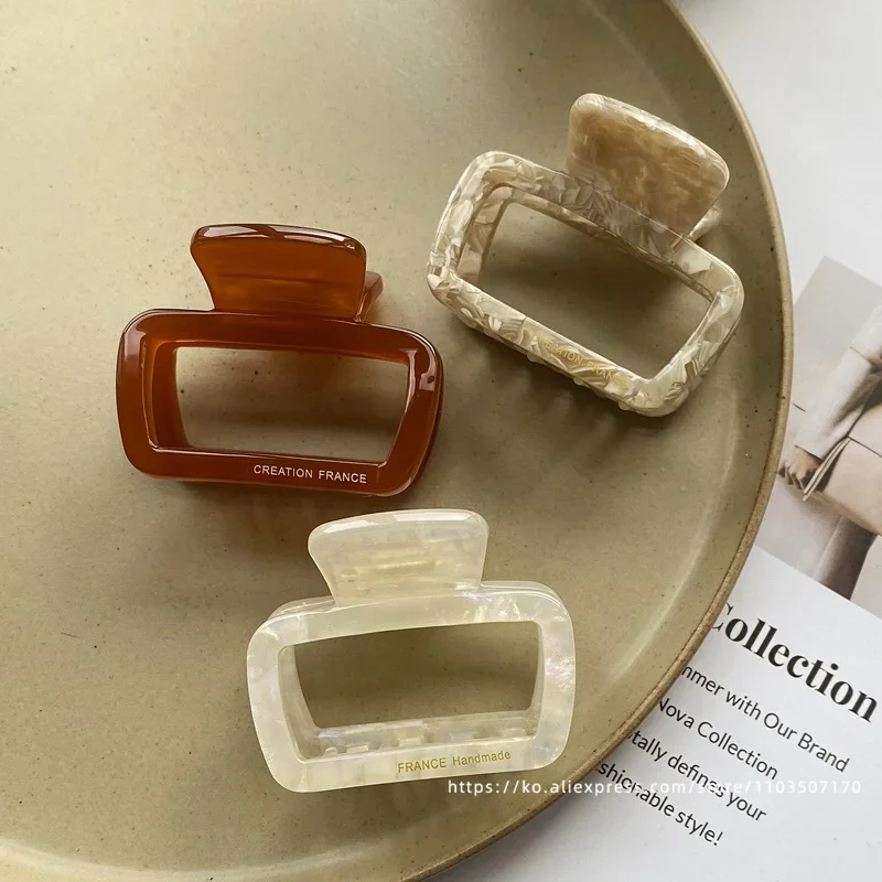 Korean FRANCE Retro Square Medium Pan Hair Clip Back Head Spoon Horsetail Hair Clip French Simple Shark Clip
