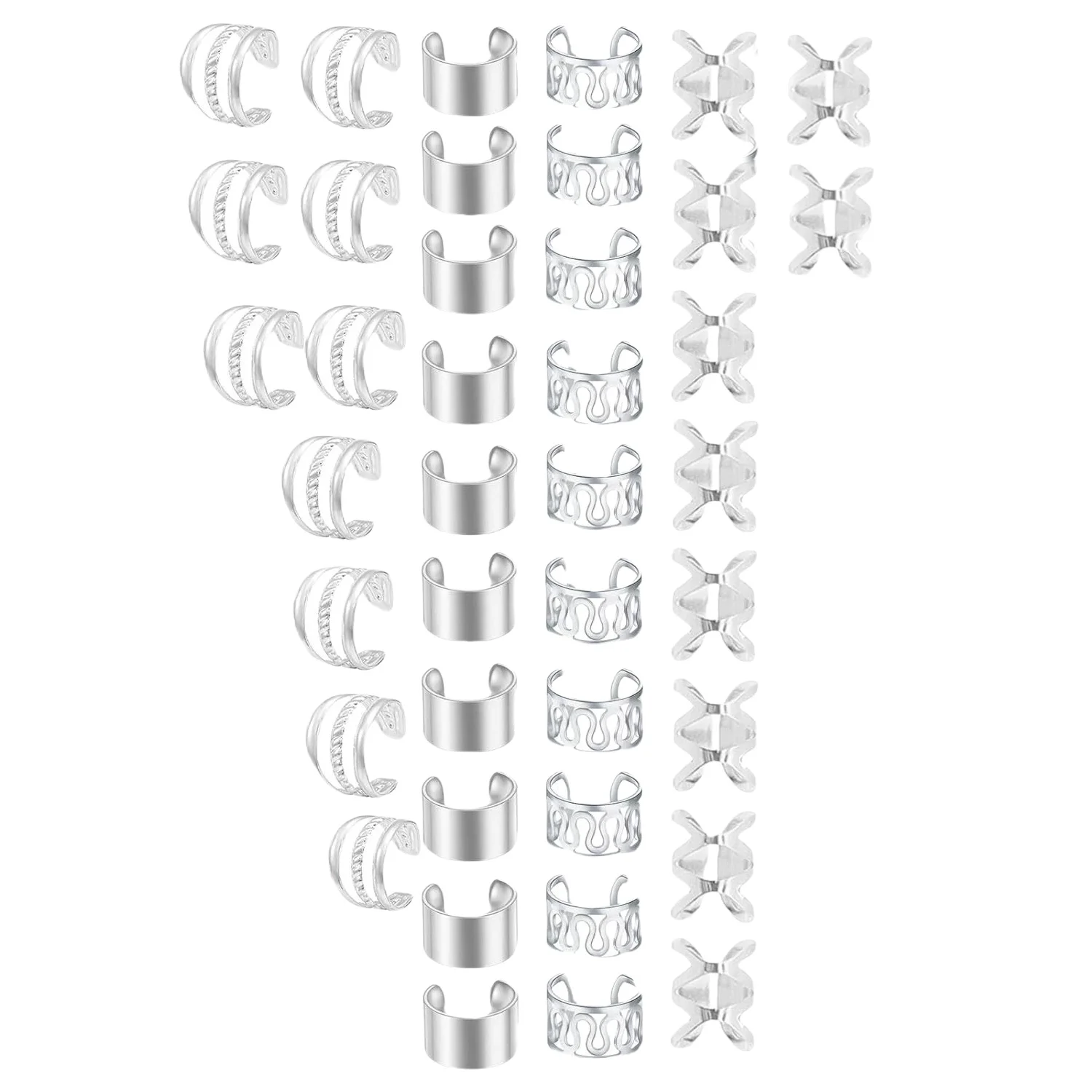 40PCS Hair Jewelry for Braids  Hair Cuffs Multi Style Rings Adjustable Hair Beads for Braid Loc Dreadlock Accessories