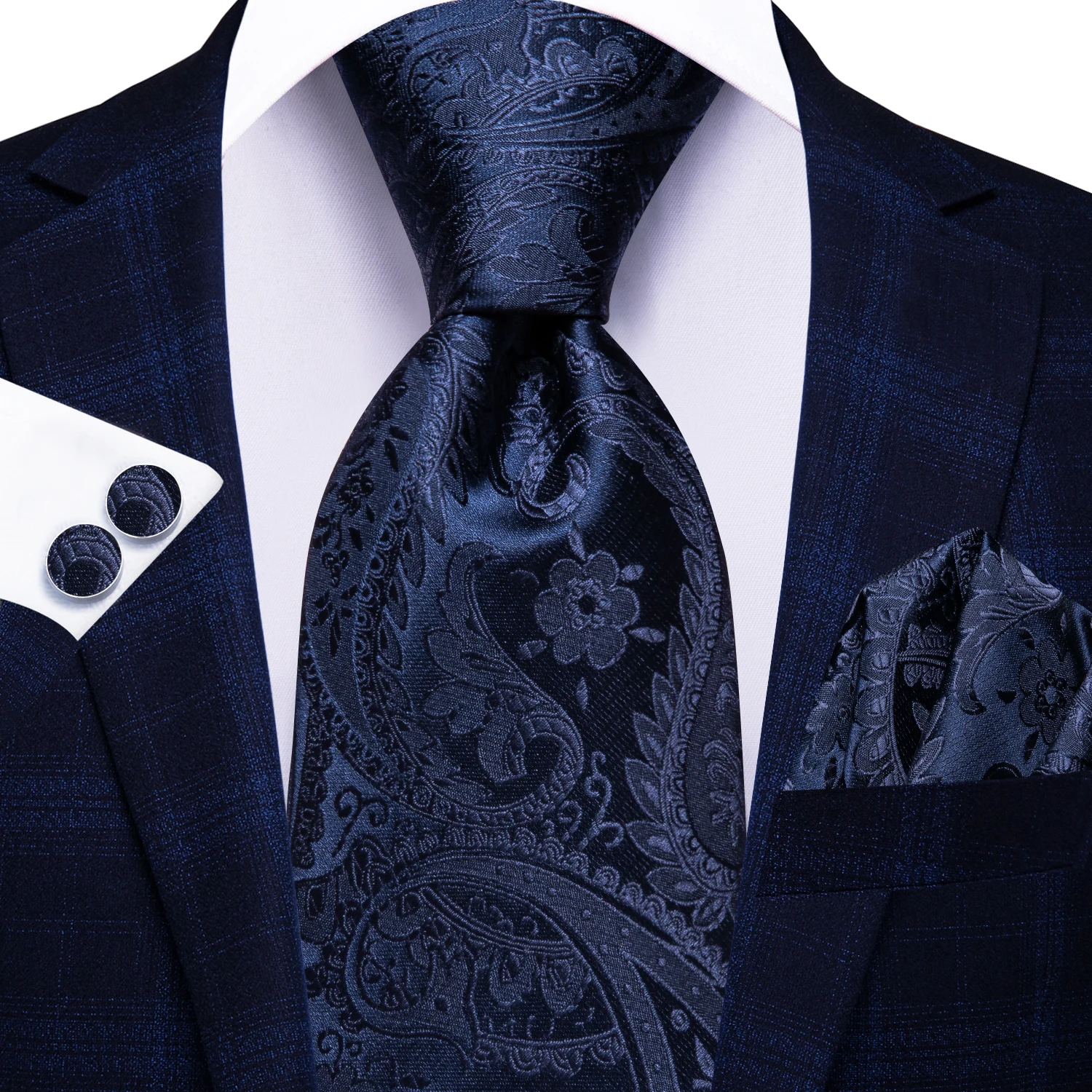 Paisley Blue Textured Printed Men's Ties Elegant Fashion Tie Accessories Daily Ties Wedding silk Party Gift Sets