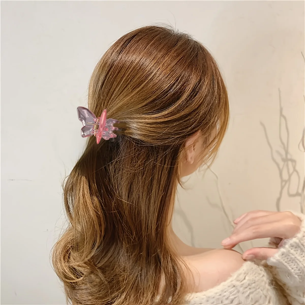 6pcs/set Multicolor Transparent butterfly Trumpet Hair Claw Hair Embellishment Small Hair Thin Hair Special Holiday Gift