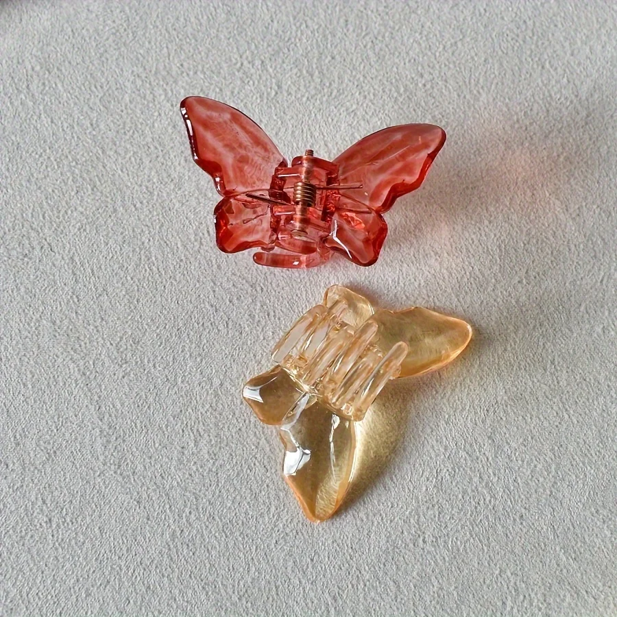 6pcs/set Multicolor Transparent butterfly Trumpet Hair Claw Hair Embellishment Small Hair Thin Hair Special Holiday Gift