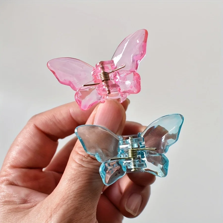 6pcs/set Multicolor Transparent butterfly Trumpet Hair Claw Hair Embellishment Small Hair Thin Hair Special Holiday Gift