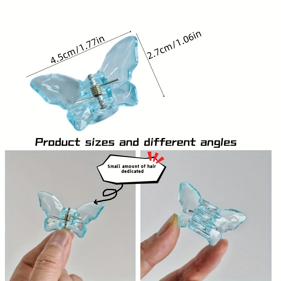 6pcs/set Multicolor Transparent butterfly Trumpet Hair Claw Hair Embellishment Small Hair Thin Hair Special Holiday Gift